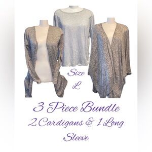 ♥️ 3 Item Bundle - 2 Cardigans - 1 Long Sleeve - Size L
